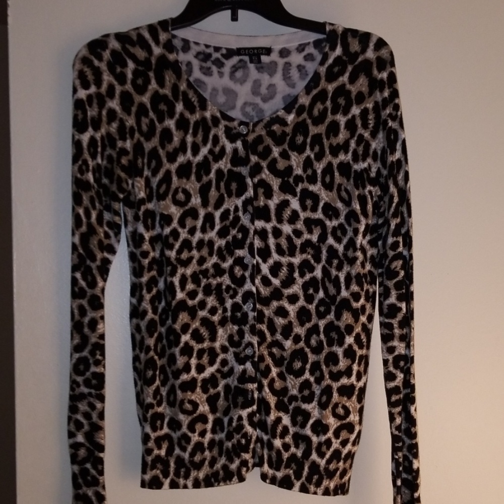 Leopard print cardigan sweater